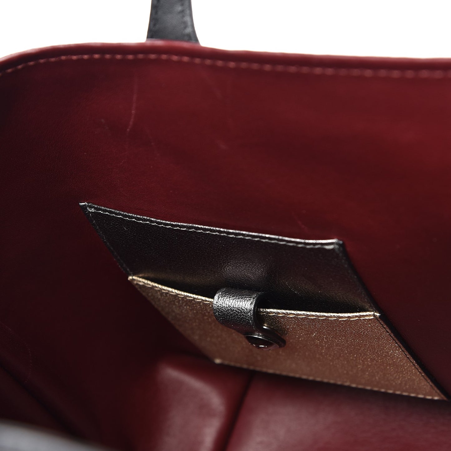 Calfskin Stitched Medium Shopping Tote Black