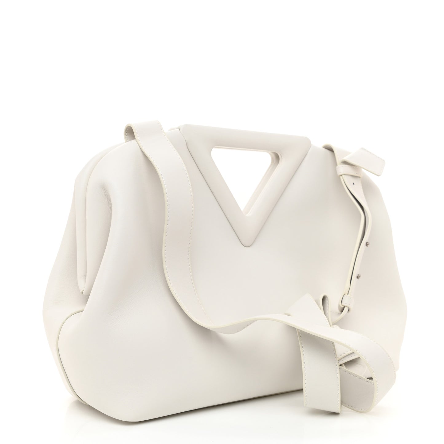 Calfskin Large The Point Triangle Bag Chalk