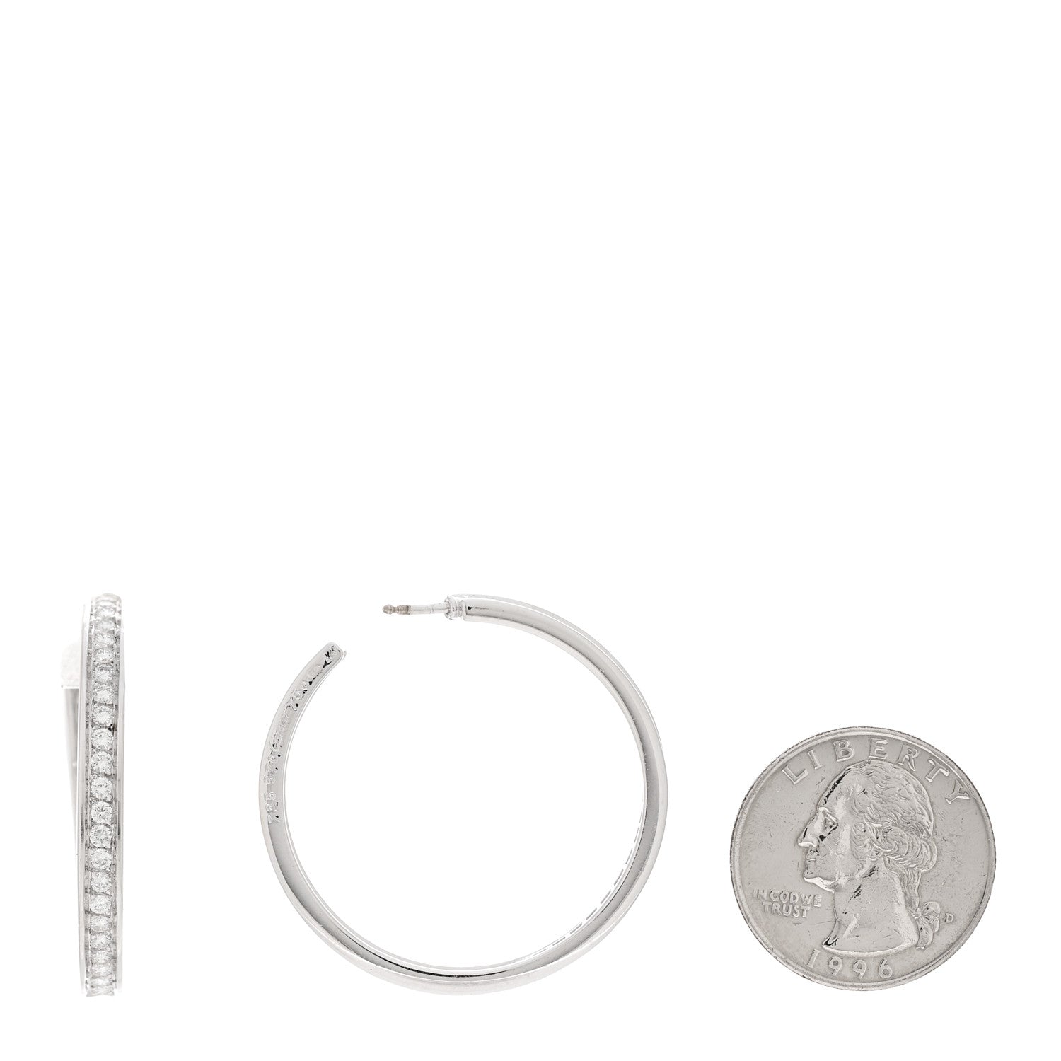Cartier 18K White Gold Diamond 2.30ctw Inside Out Hoop Earrings 2 of 5