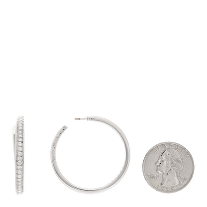 Cartier 18K White Gold Diamond 2.30ctw Inside Out Hoop Earrings 2 of 5