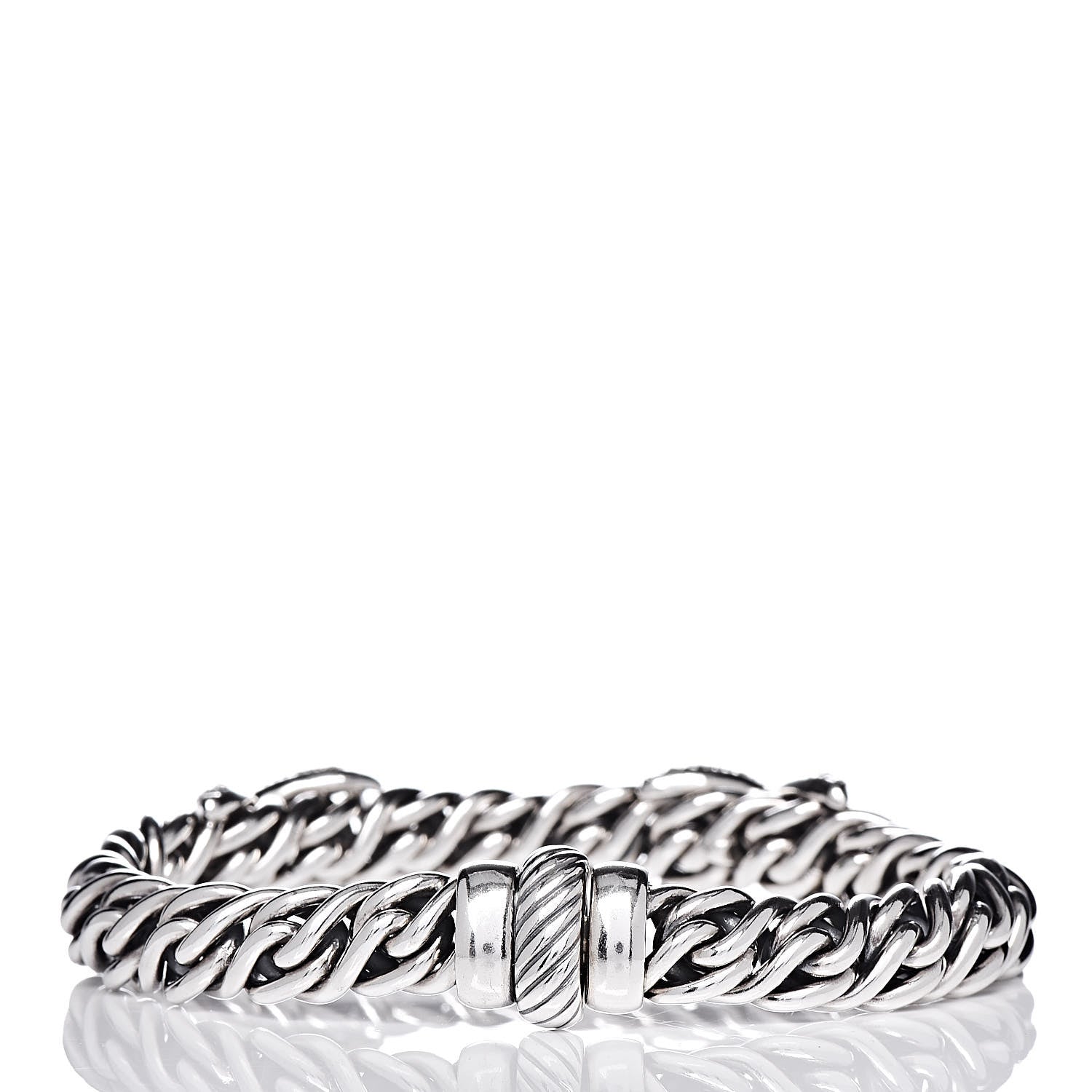 David Yurman Sterling Silver Diamond 9mm Double X Lyrica Bracelet 3 of 4