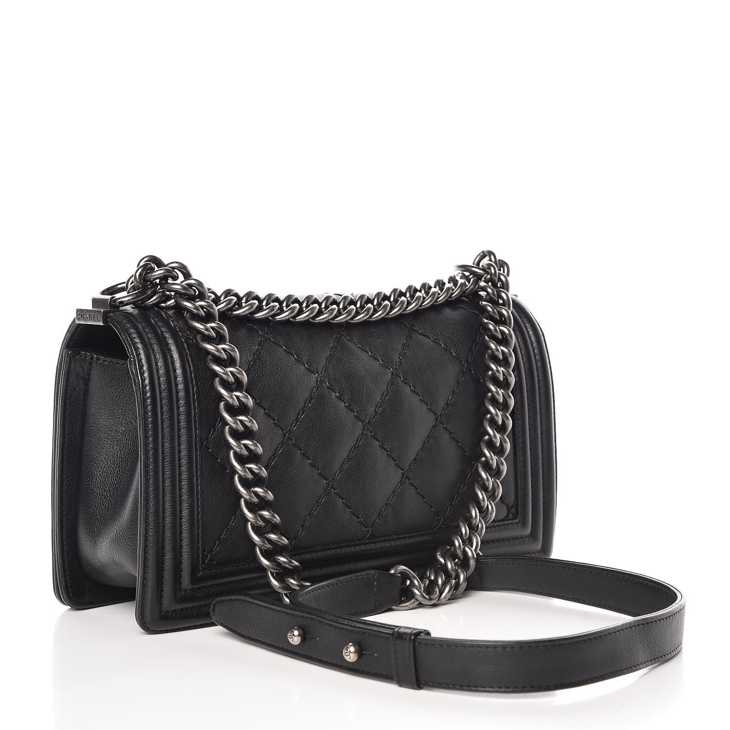 Chanel Calfskin Double Stitch Medium Boy Flap Black 3 of 14