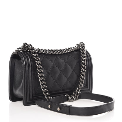 Chanel Calfskin Double Stitch Medium Boy Flap Black 3 of 14
