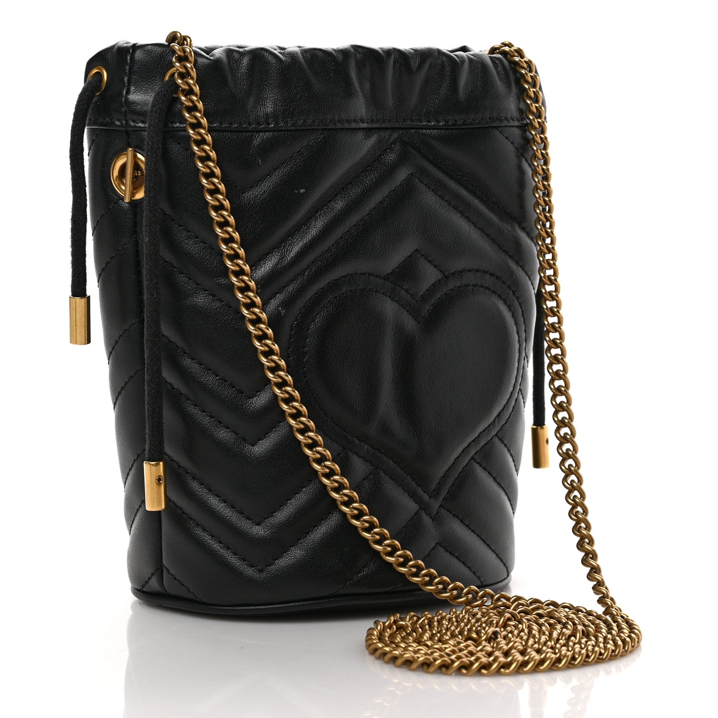 Calfskin Matelasse Mini GG Marmont 2.0 Bucket Bag Black
