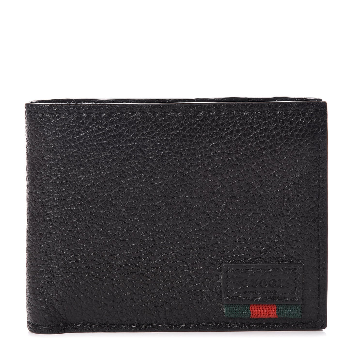 Grained Calfskin Web Bi-Fold Wallet Black
