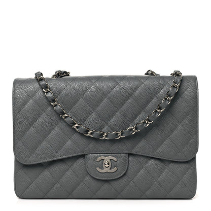 Chanel Caviar Quilted Jumbo Single Flap Grey 1 of 11