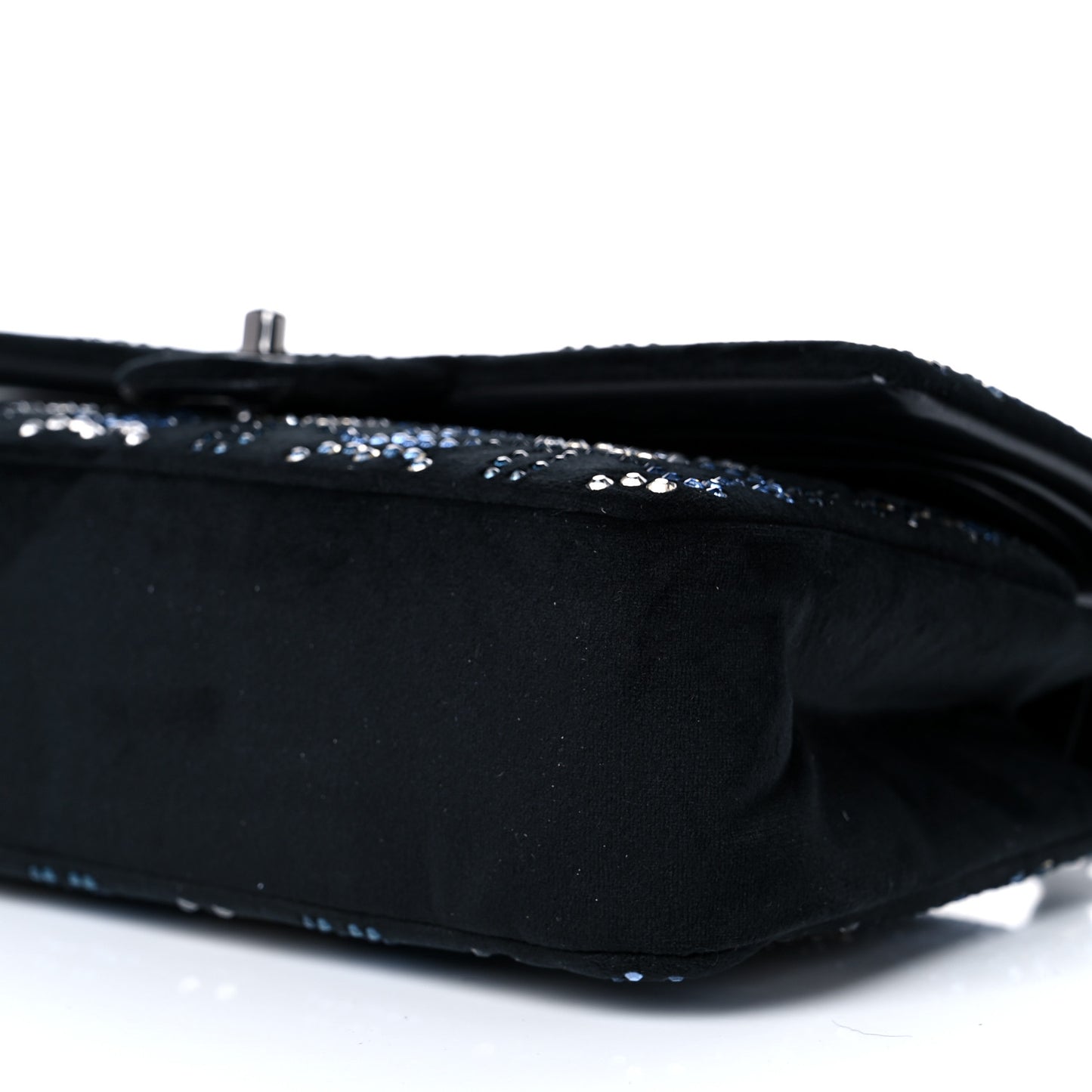 Velvet Crystal Medium Double Flap Black