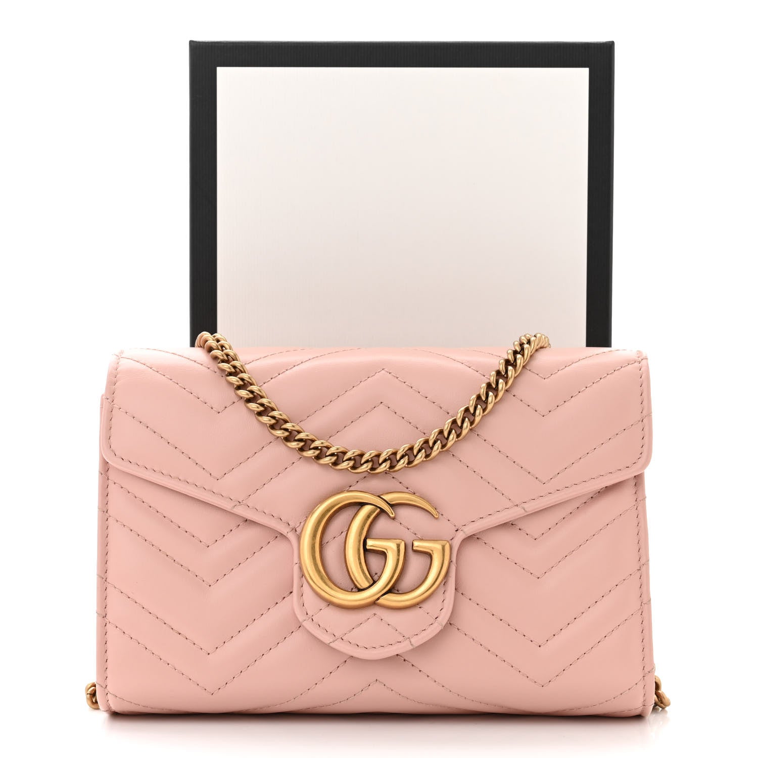 Gucci Calfskin Matelasse GG Marmont Chain Wallet Perfect Pink 13 of 13