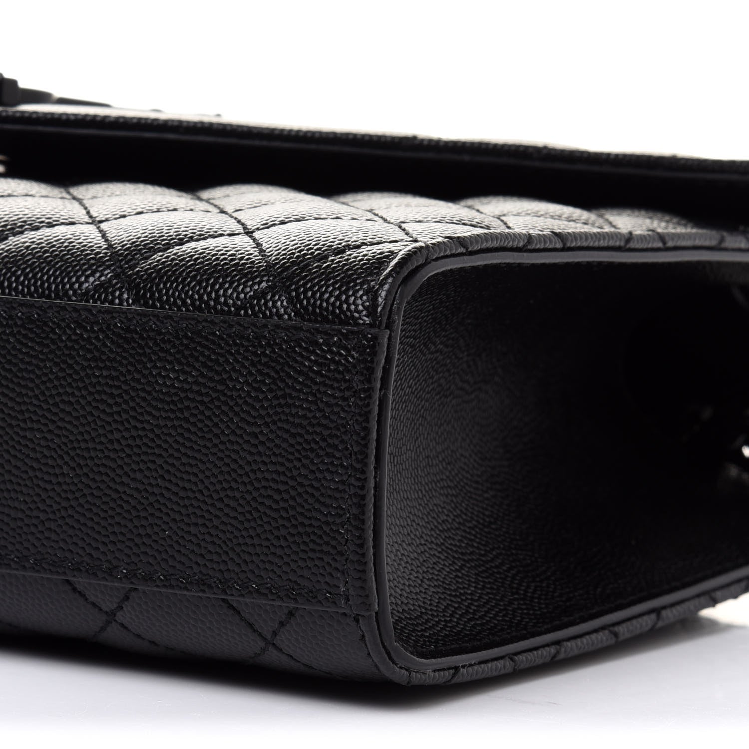 Saint Laurent Grain De Poudre Textured Mixed Matelasse Triquilt Medium Monogram Satchel Black 11 of 12