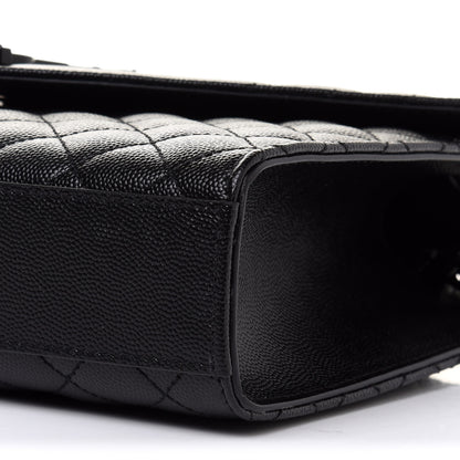 Saint Laurent Grain De Poudre Textured Mixed Matelasse Triquilt Medium Monogram Satchel Black 11 of 12