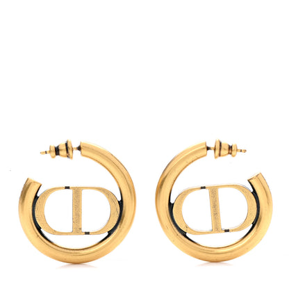 Christian Dior Metal 30 Montaigne Hoop Earrings Aged Gold 1 of 4