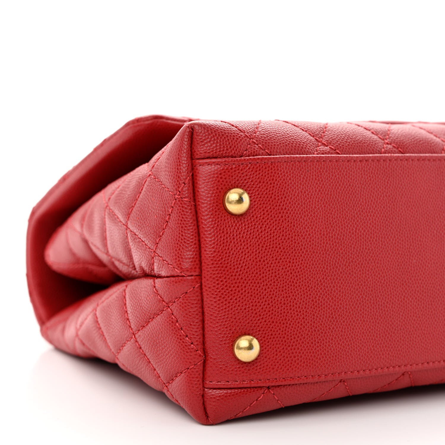 Chanel Caviar Quilted Small Coco Handle Flap Red 9 of 10