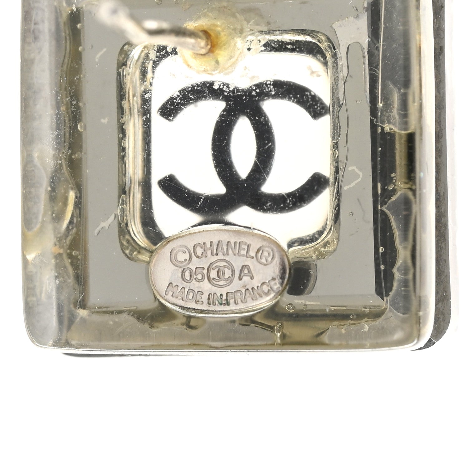 Chanel Resin CC Square Earrings Silver Black 4 of 4