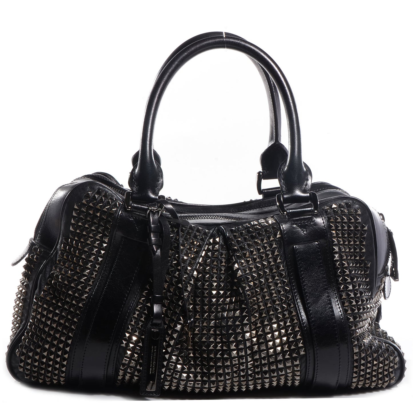 Prorsum Calfskin Studded Knight Satchel Black