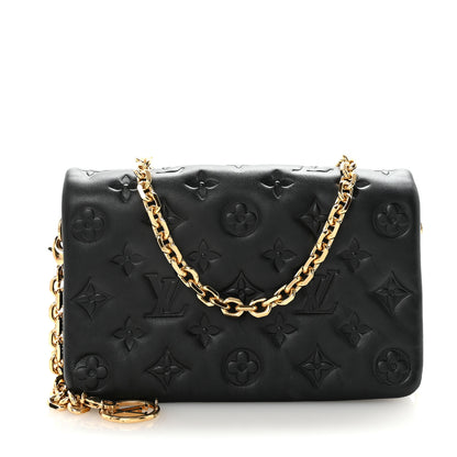 Louis Vuitton Lambskin Embossed Monogram Pochette Coussin Black 1 of 9