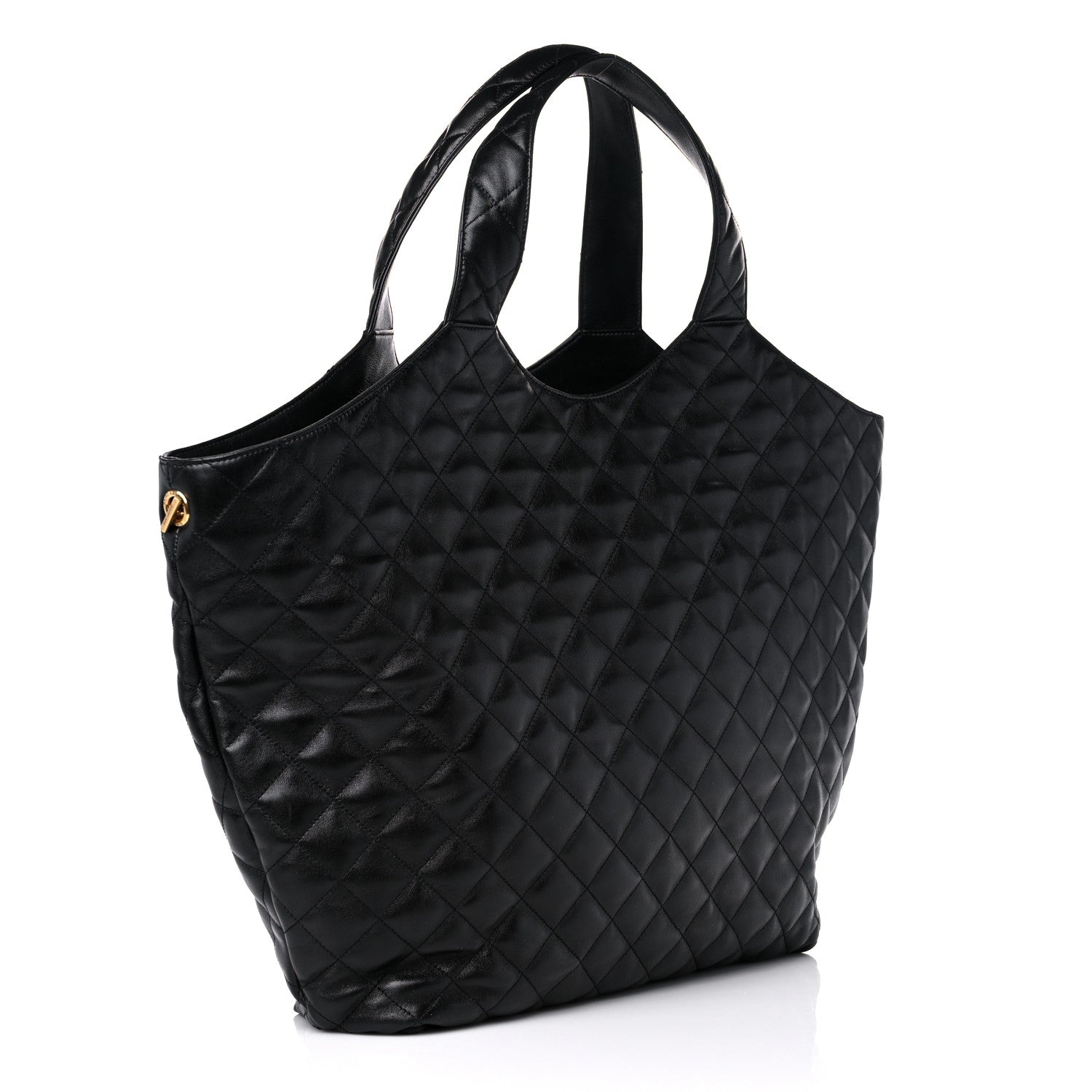 Saint Laurent Lambskin Quilted Maxi Icare Shopping Tote Black 4 of 10