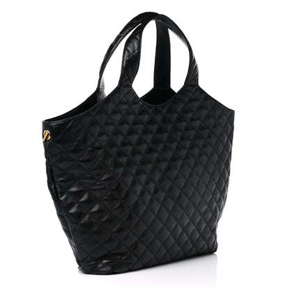 Saint Laurent Lambskin Quilted Maxi Icare Shopping Tote Black 4 of 10
