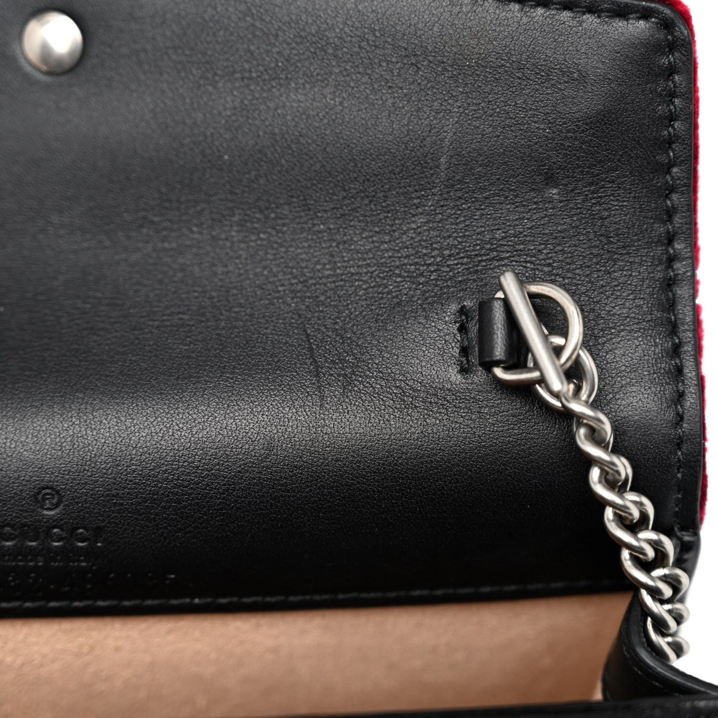 Velvet GG Monogram Super Mini Dionysus Shoulder Bag Red Cipria Black