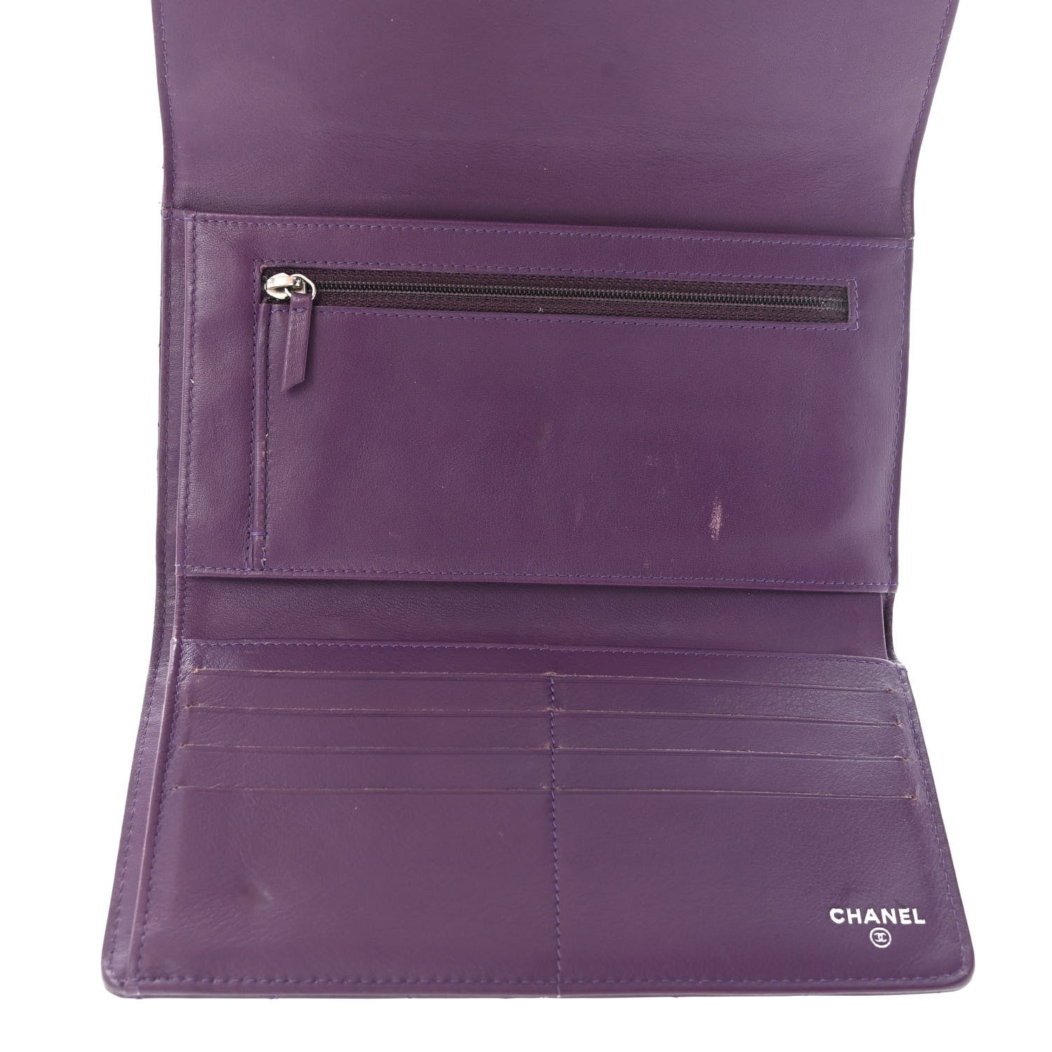 Chanel Patent Calfskin Quilted Large Brilliant Flap Wallet Purple 5 of 14