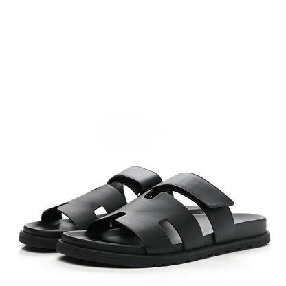 Hermes Calfskin Mens Chypre Sandals 43 Black 3 of 9