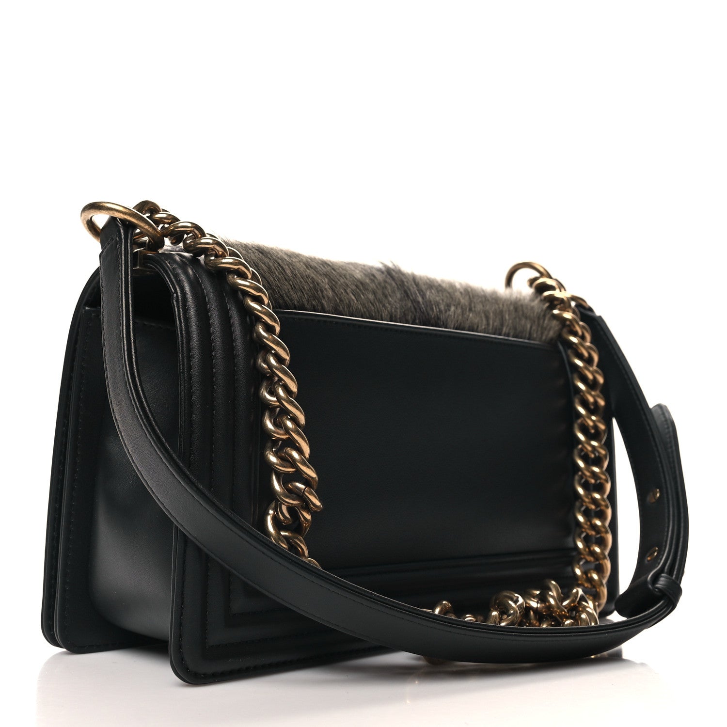 Chanel Fur Calfskin Medium Boy Flap Black 3 of 11