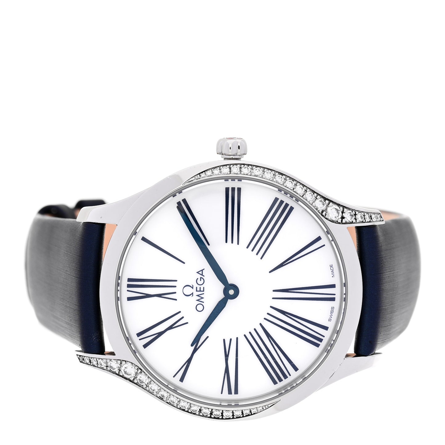 Stainless Steel Satin Diamond Bezel 36mm De Ville Tresor Quartz Watch White 428.17.36.60.04.001