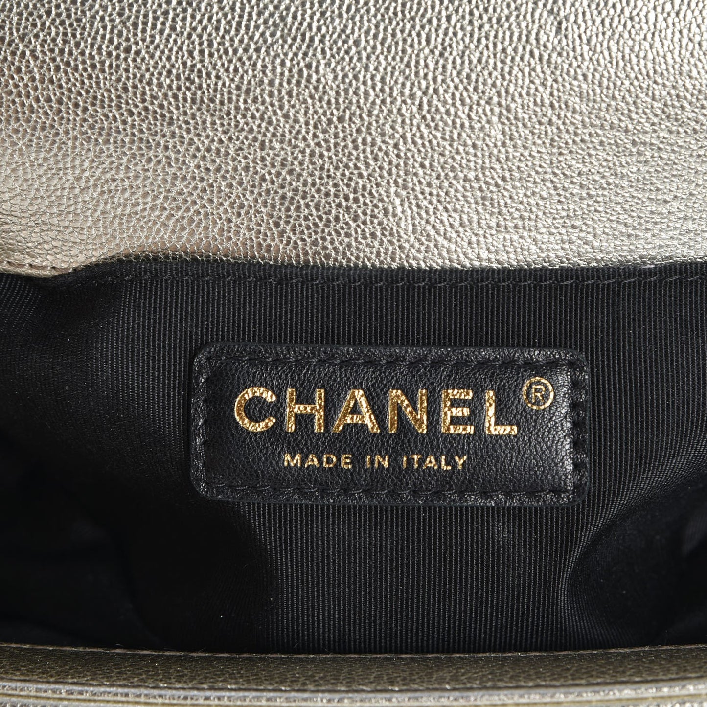 Metallic Goatskin Calfskin Small Boy Flap Gold Black