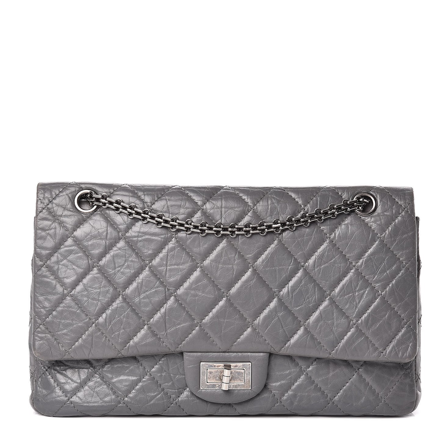 Aged Calfskin Quilted 2.55 Reissue 227 Flap Grey