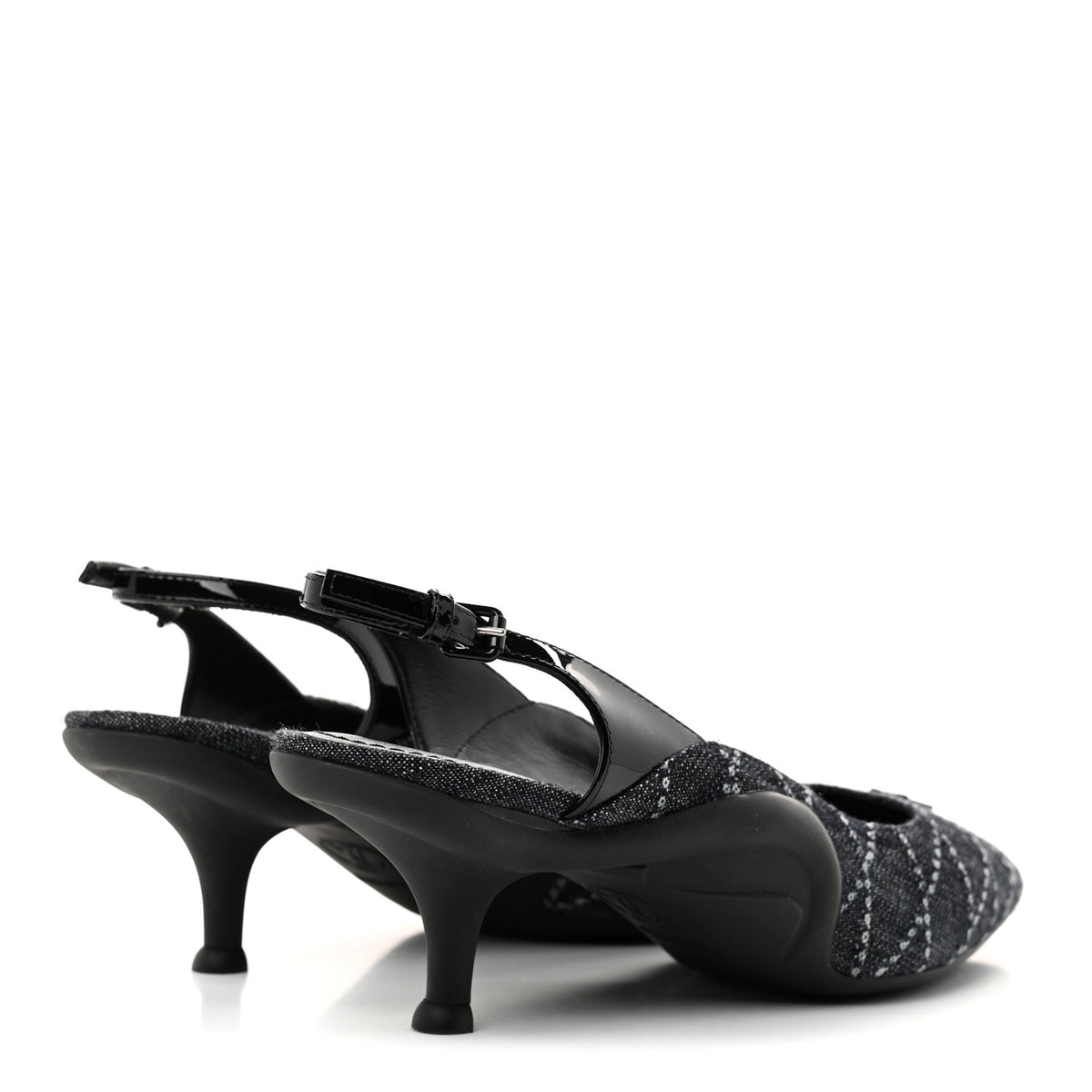 Louis Vuitton Denim Patent Archlight Low Heel Slingback Pumps 39 Black 5 of 10