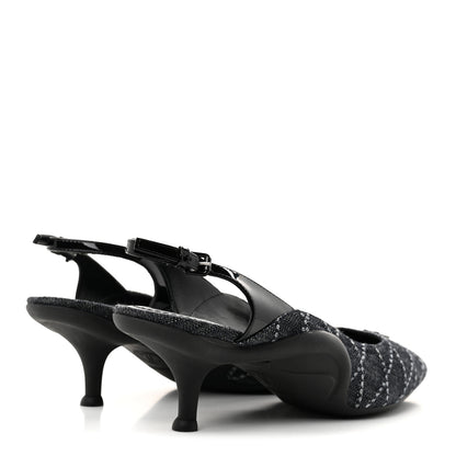 Louis Vuitton Denim Patent Archlight Low Heel Slingback Pumps 39 Black 5 of 10