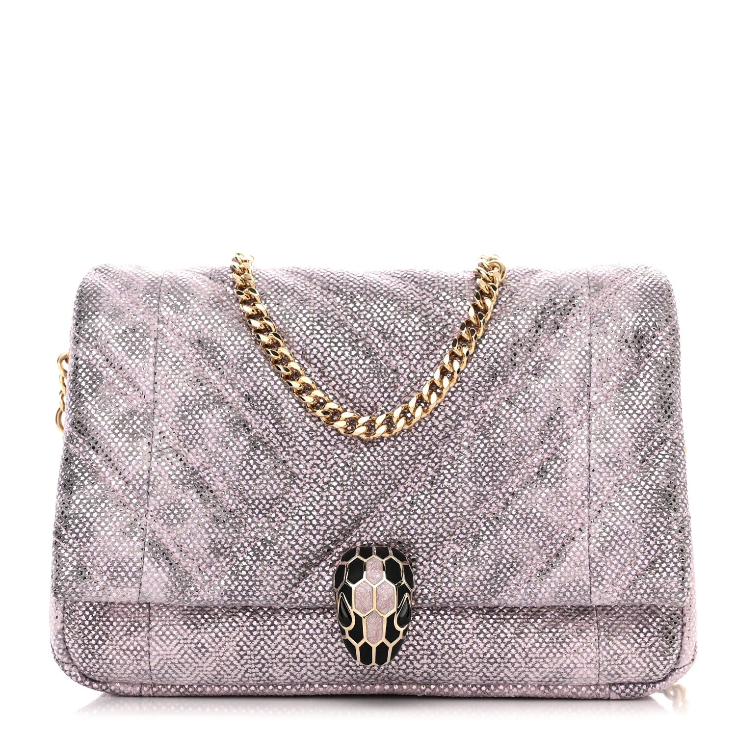 Bulgari Metallic Karung Matelasse Mini Serpenti Cabochon Crossbody Rosa Di Francia 1 of 11