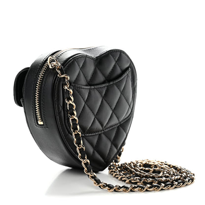 Chanel Lambskin Quilted CC In Love Heart Clutch With Chain Black 3 of 11