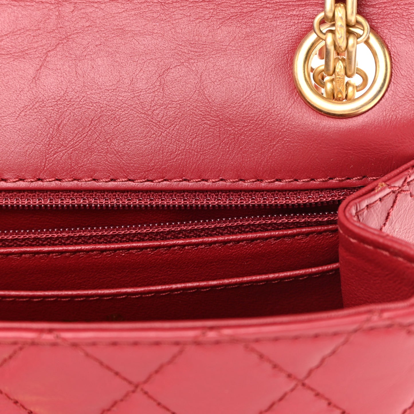 Aged Calfskin Quilted 2.55 Reissue Mini Flap Red