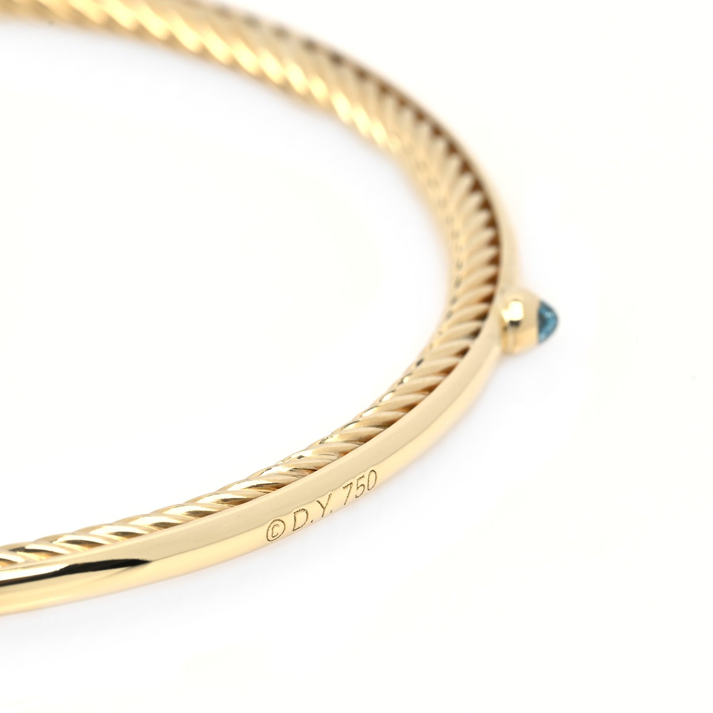 18K Yellow Gold Blue Topaz Confetti Bangle Bracelet