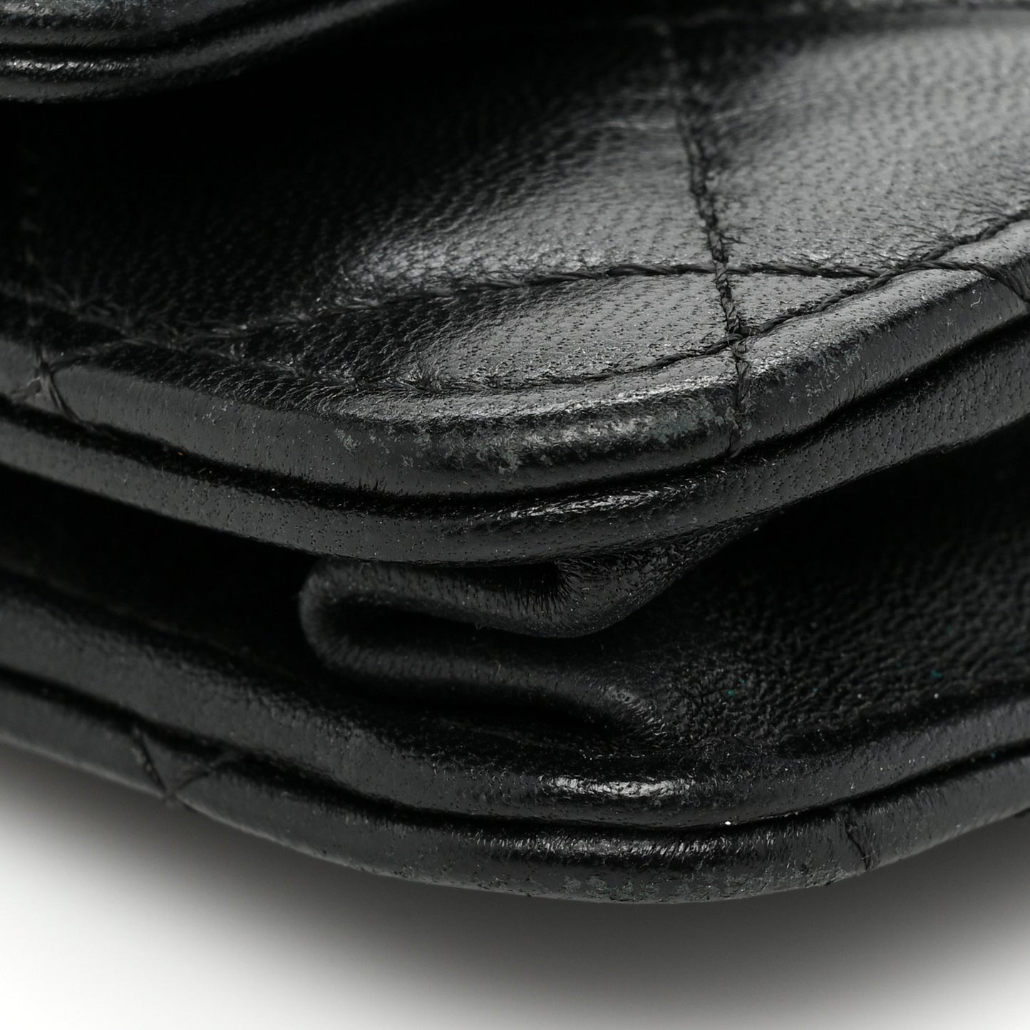 Lambskin Quilted Trendy CC Wallet On Chain WOC Black