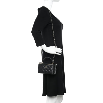 Chanel Lambskin Quilted Small Top Handle Vanity Case With Chain Black 2 of 13