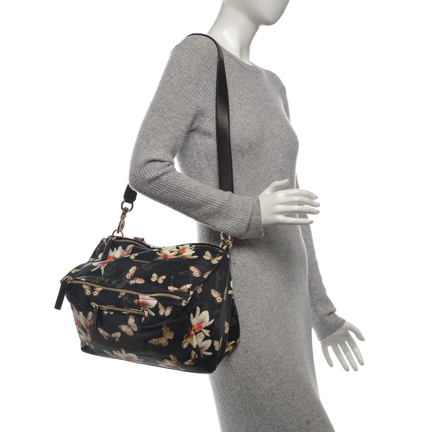 Givenchy Lambskin Magnolia and Moth Print Medium Pandora Black 2 of 7