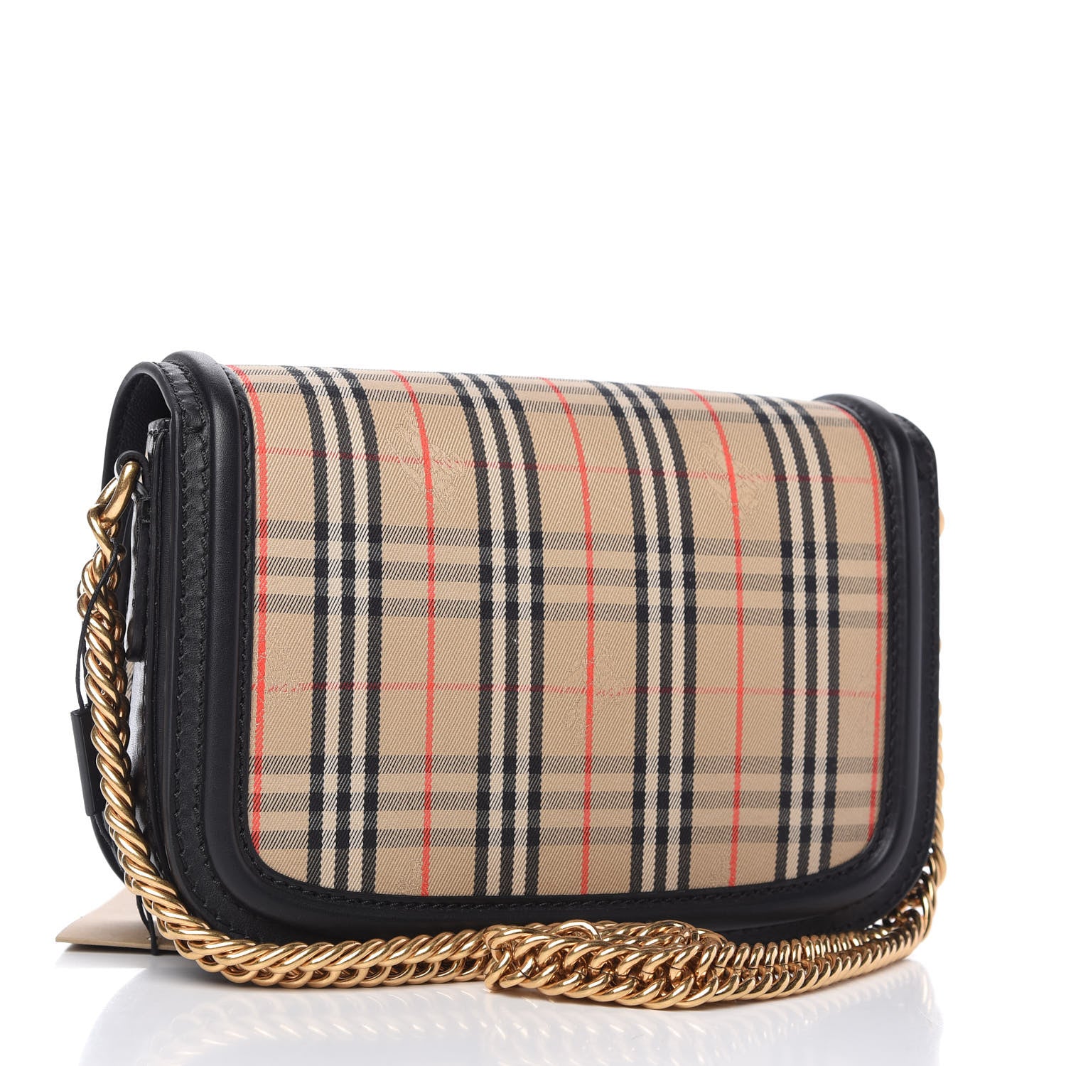 Burberry Smooth Calfskin 1983 Knight Check Link Shoulder Bag Black 3 of 9