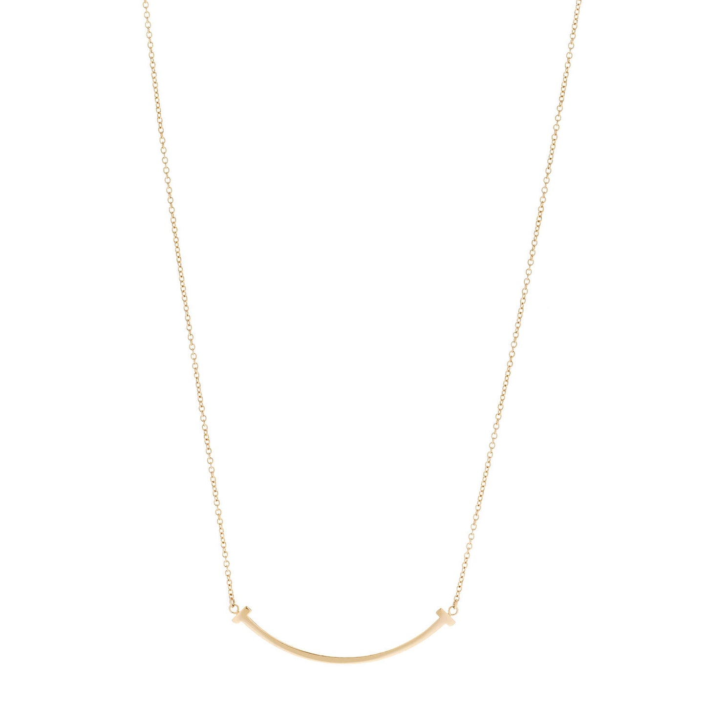 18K Yellow Gold Small T Smile Pendant Necklace