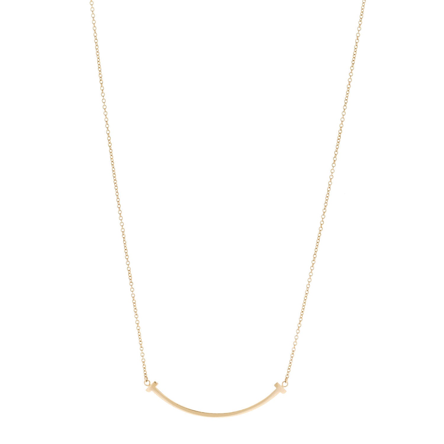 Tiffany 18K Yellow Gold Small T Smile Pendant Necklace 1 of 6