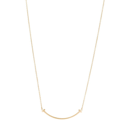 Tiffany 18K Yellow Gold Small T Smile Pendant Necklace 1 of 6