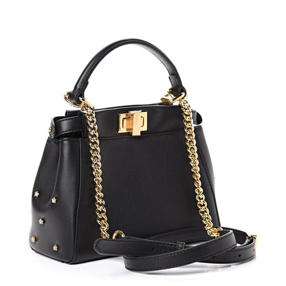 Fendi Nappa Crystal Studded XS Peekaboo Iconic Satchel Black 2 of 10