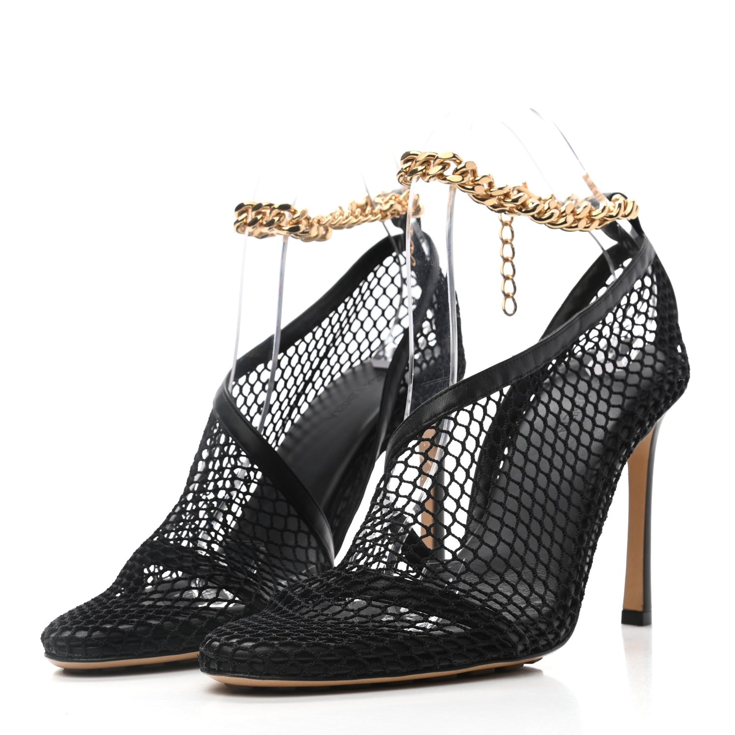 Mesh Nappa Chunky Chain Sandals 39.5 Black