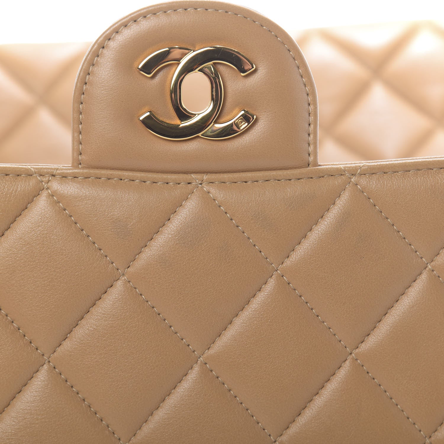 Chanel Lambskin Quilted Maxi Single Flap Beige 9 of 13