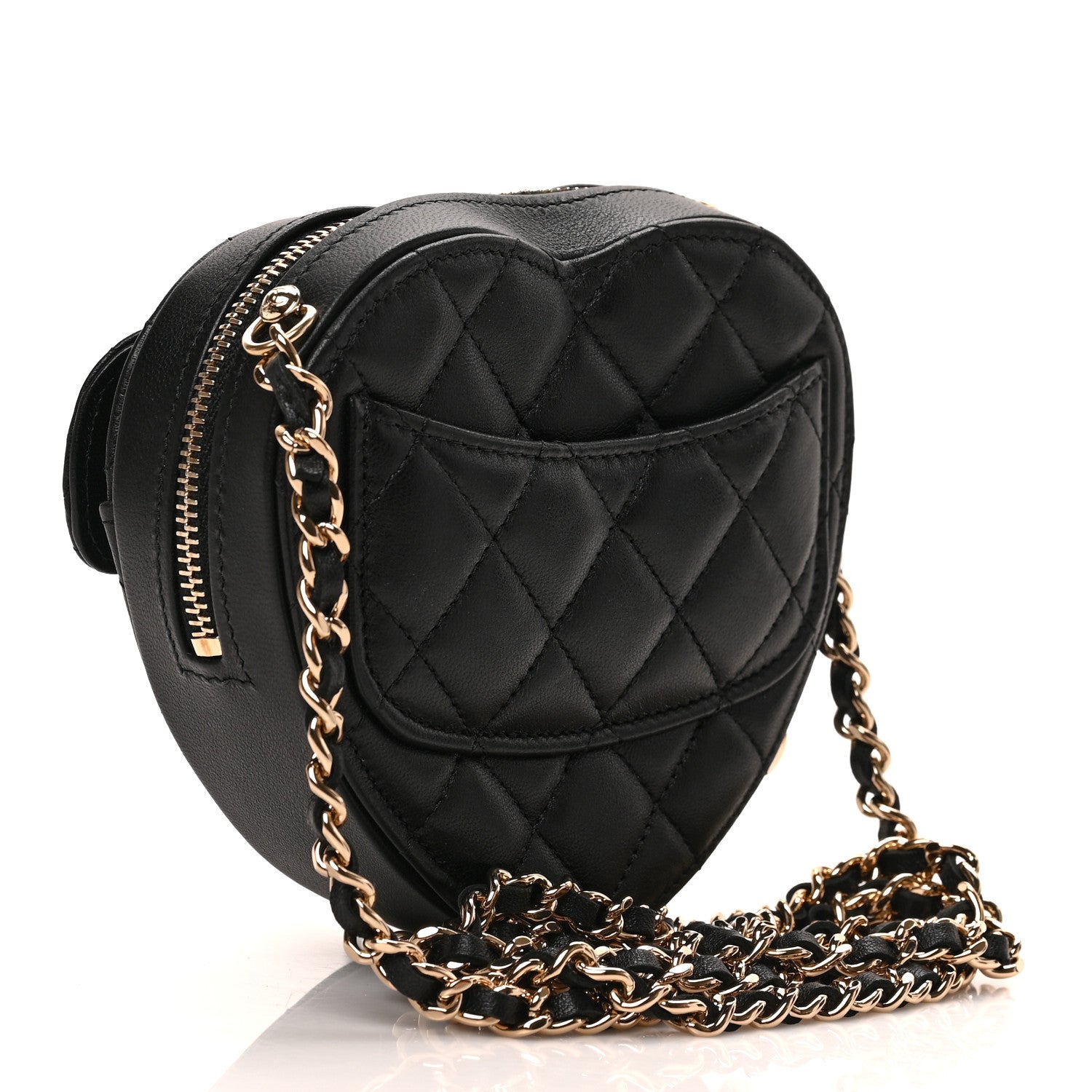 Chanel Lambskin Quilted CC In Love Heart Clutch With Chain Black 3 of 8
