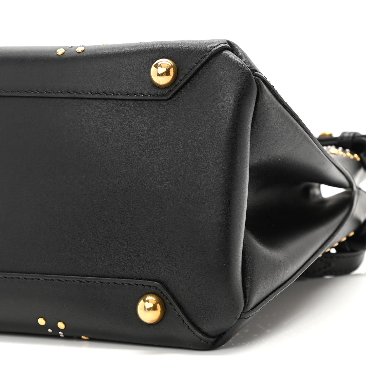 Smooth Calfskin Riveted Medium Banner Tote Black