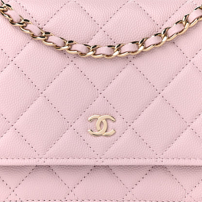 Chanel Caviar Quilted Wallet On Chain WOC Light Pink 9 of 12
