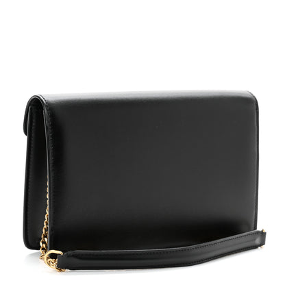 Celine Shiny Calfskin Cuir Triomphe Wallet on Chain Black 3 of 10
