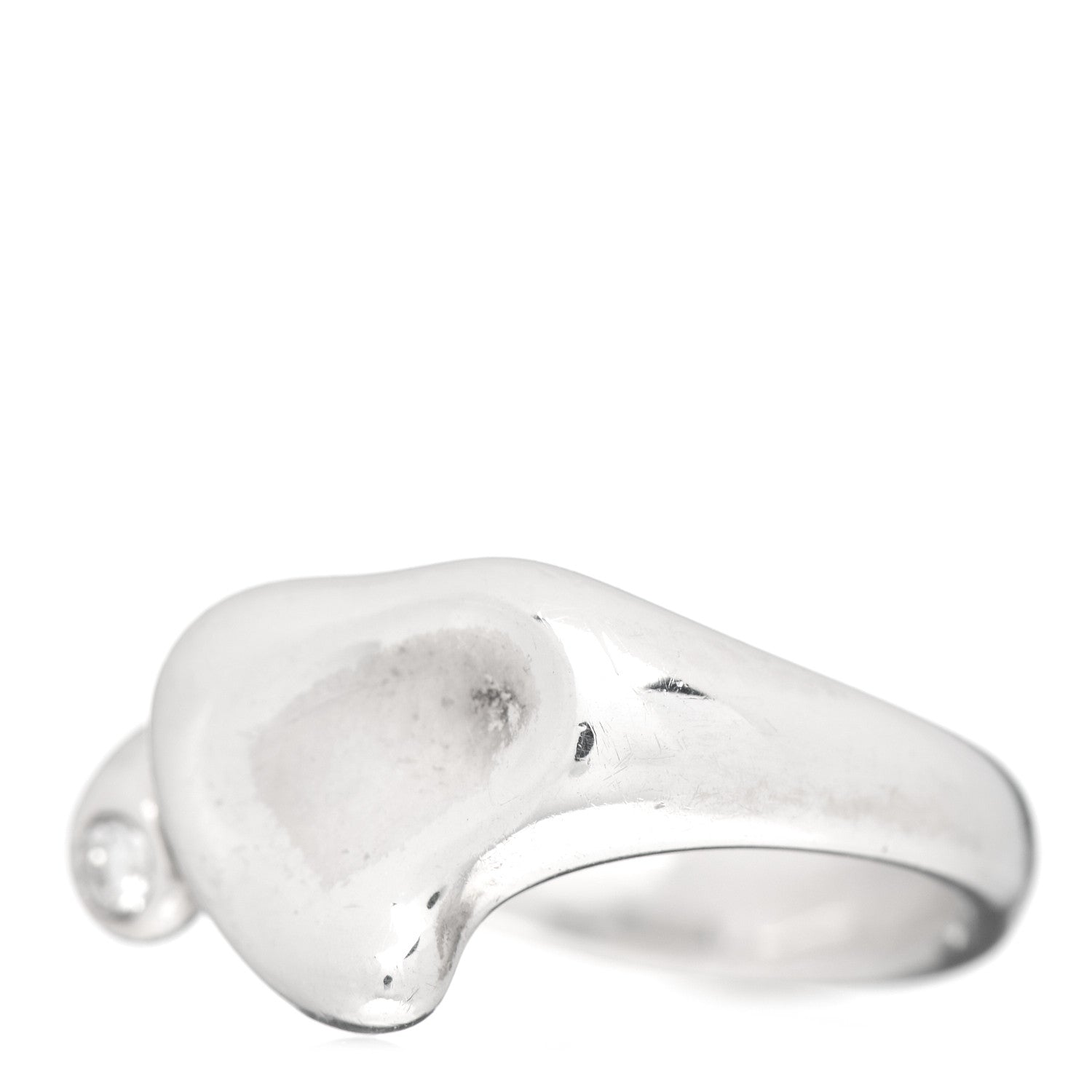 Tiffany Sterling Silver Diamond Elsa Peretti Full Heart Ring 56 7.5 3 of 5