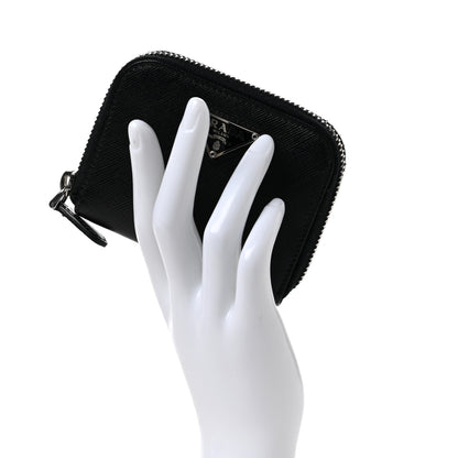 Prada Saffiano Triangle Compact Zip Around Wallet Black 2 of 6